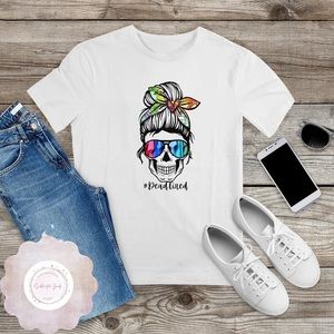 Dead Tired MOMBIE messy bun bandana tee shirt